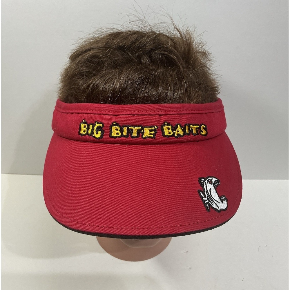 Big Bite Baits Fishing Logo Visor Cap Red One Size Adjustable Beach